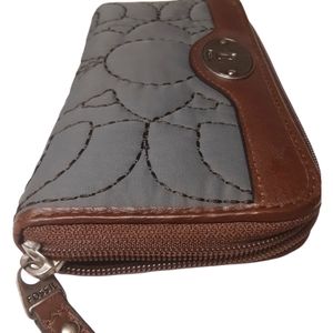 Fossil womens leather and cotton wallet